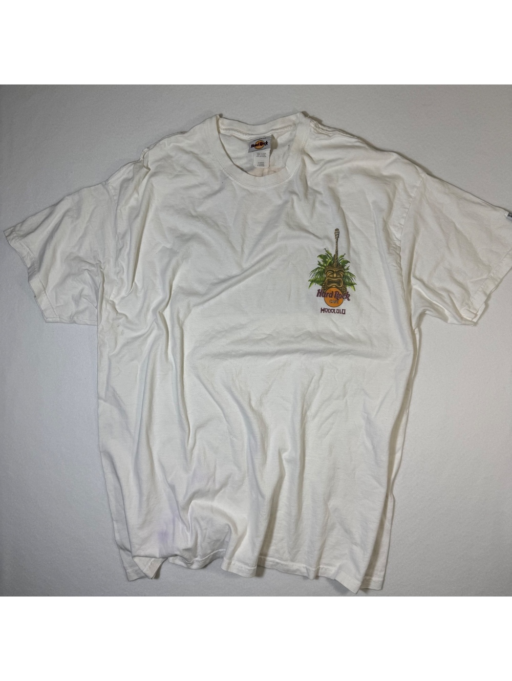 Vintage Hard Rock Cafe Honolulu Tiki T-Shirt Sz XL White Graphic Tee